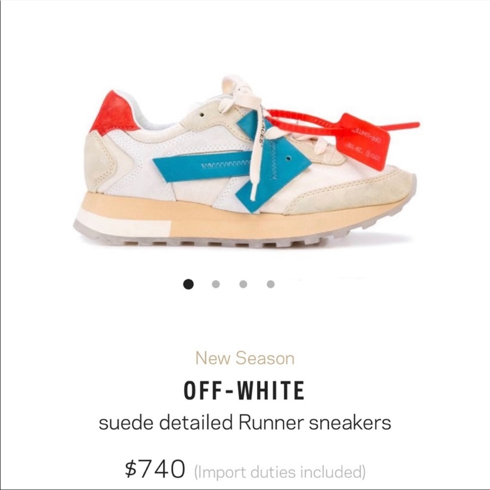 Off-White suede detailed runner shoes white and blue